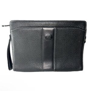 Burberry Black Leather Nova Check Clutch Bag Wristlet